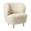 GUBI Stay Armchair Small Upholstered In Sheepskin Moonlight With Base In Oak -ferm LIVING || MONTANA Shop 10063986 f3q stay loungechair 75 wood fullyupholstered oak skandilock curly moonlight 316029 p