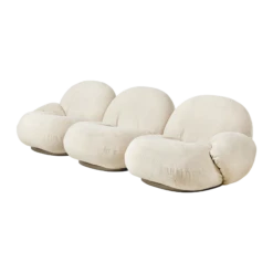 GUBI Pacha Sofa 3 Seater Upholstered In Mumble 02 With Base In Pearl Gold