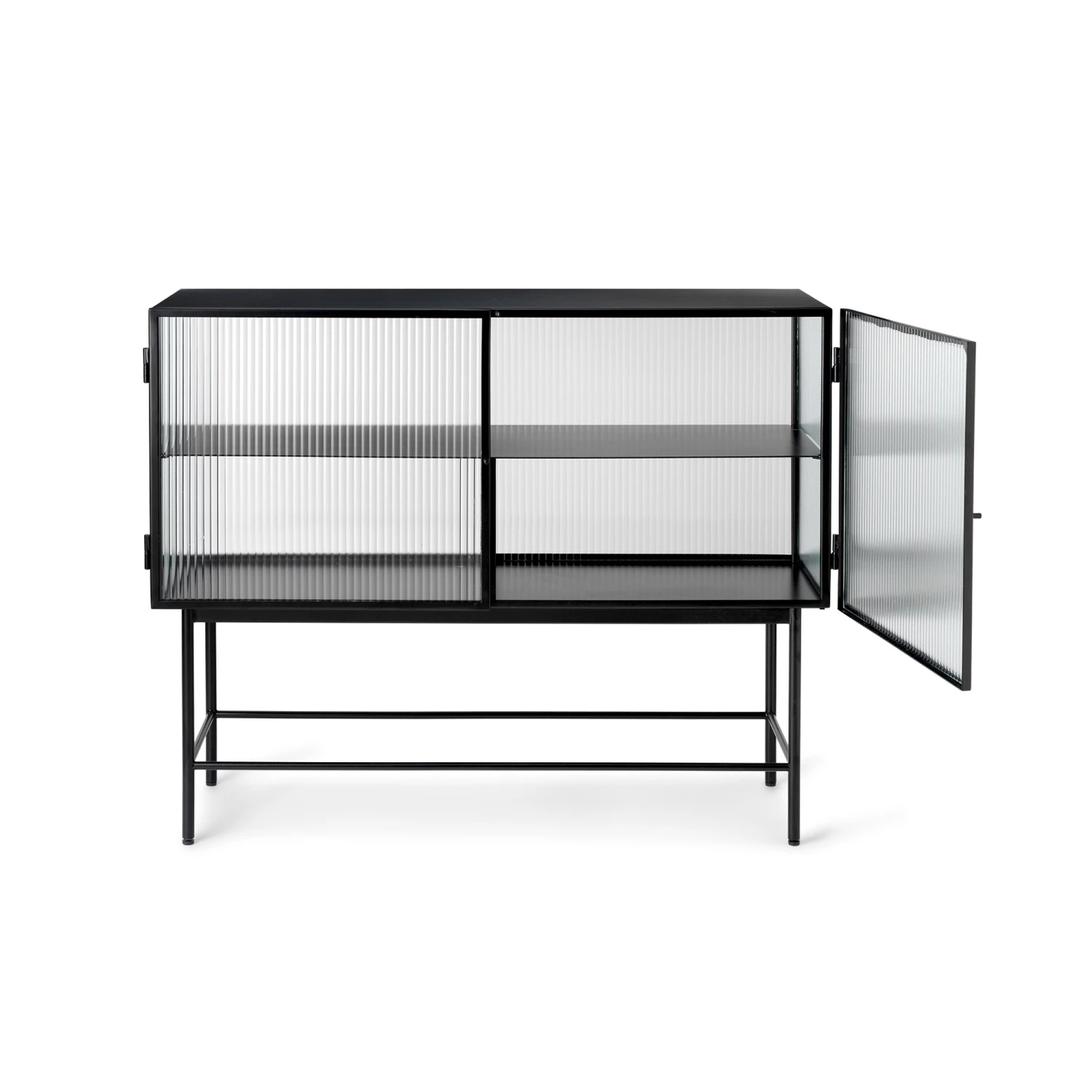 Ferm Living Haze Sideboard Ribbed Glass Black 4 Ferm Living Haze Sideboard Ribbed Glass Black - Image 2