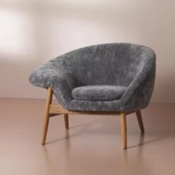 Warm Nordic Fried Egg Left Armchair Hero791/Sprinkles274/Mosaic722 -ferm LIVING || MONTANA Shop 2201058 warmnordic furniture friedegg loungechair teak scandinaviangrey vnude p
