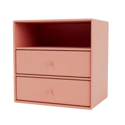 Montana Mini 1006 Bookcase With 2 Drawers Rhubarb