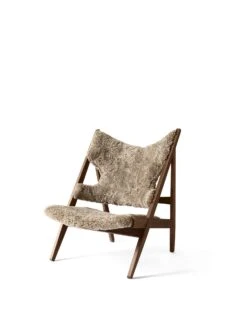 Audo Knitting Armchair Sheepskin Upholstered W. Walnut Base