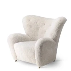 Audo The Tired Man Armchair Smoked Oak/Sheepskin Moonlight