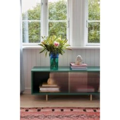 HAY Color Cabinet Dresser With Glass Doors Medium Dark Mint -ferm LIVING || MONTANA Shop colour cabinet floor m dark mint with glass doors moroccan vase l blue and green p