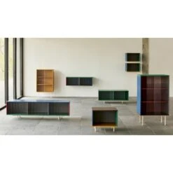 HAY Color Cabinet Shelving Small Multicolored -ferm LIVING || MONTANA Shop colour cabinet floor s l multi m dark mint with glass doors tall yellow multi with glass doors colour cabinet wall s m multi p