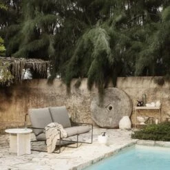 Ferm Living Desert 2 Seater Sofa Stripe Cashmere/Chocolate -ferm LIVING || MONTANA Shop fermliving ss22 desertsofa 2seater blackdarksand image 122 p