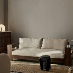 Ferm Living Edre Sofa Dark Stained/Classic Linen -ferm LIVING || MONTANA Shop fermliving ss23 edresofa 1104266462 rootstool 1104267440 image 01 p