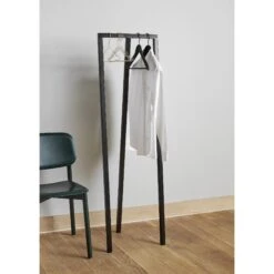 HAY Loop Stand Hall Clothes Rack L45 X H150 Black -ferm LIVING || MONTANA Shop loop stand hall black soft edge 60 hunter wb lacquer oak p