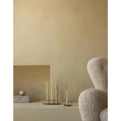 Audo The Tired Man Armchair Smoked Oak/Sheepskin Moonlight -ferm LIVING || MONTANA Shop menu clip candle holder twist tapered candle the tired man p