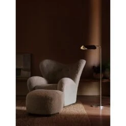 Audo The Tired Man Armchair W. Stool Smoked Oak/Sheepskin Moonlight -ferm LIVING || MONTANA Shop menu ls the tired man ottoman wing floor lamp p 1