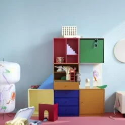 Montana Mini 1005 Bookcase W. Drawer Mist -ferm LIVING || MONTANA Shop montana kids s02 montanamini rhubarb vanilla amber camomile monarch h p