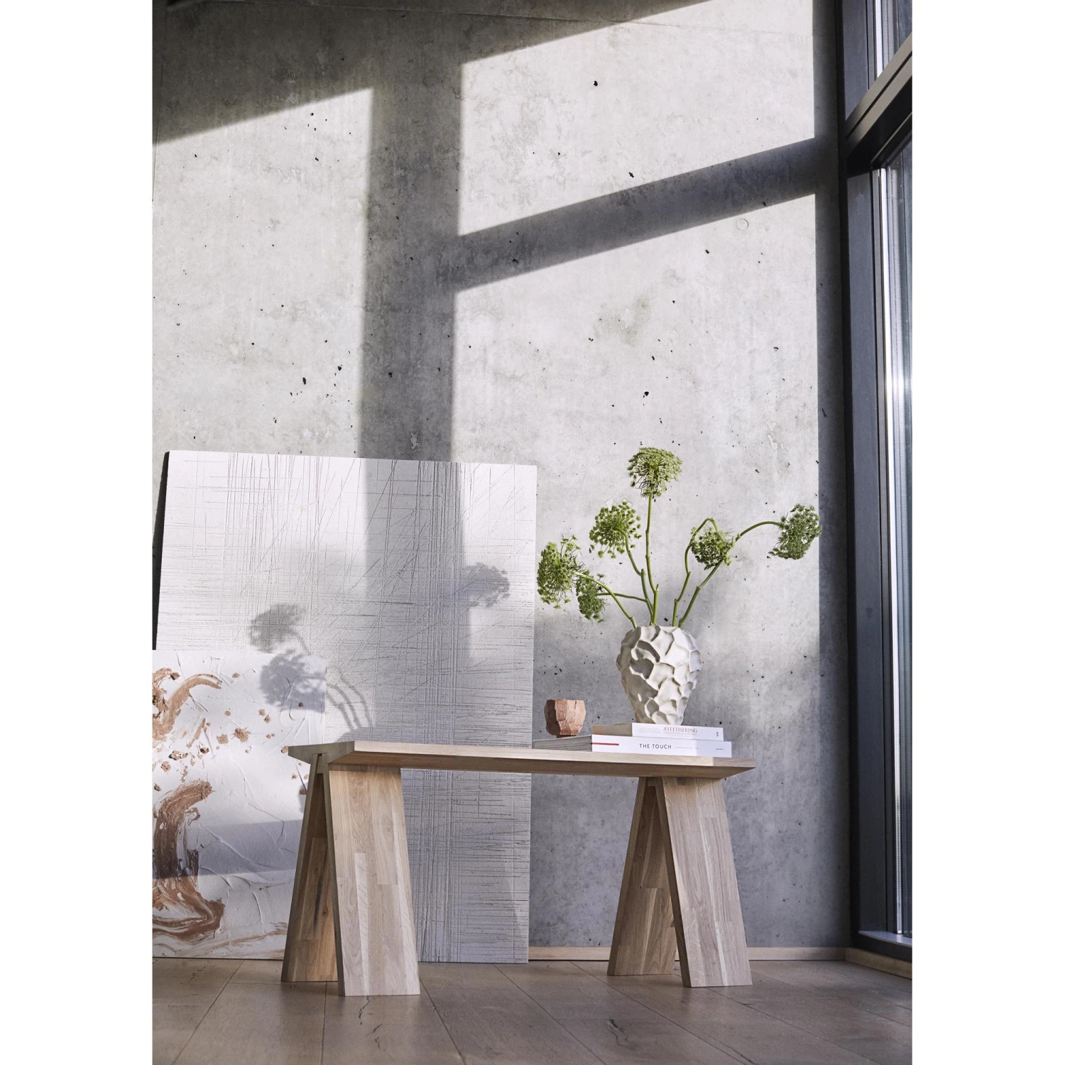 Muubs Angle Bench 90 Cm Oak Natural/white Oiled 7 Muubs Angle Bench 90 Cm Oak Natural/white Oiled - Image 5