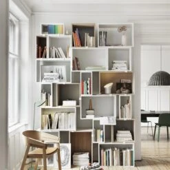 Muuto Cover Armchair Upholstered Oak/Canvas 114 -ferm LIVING || MONTANA Shop stacked cover chair org 150 p