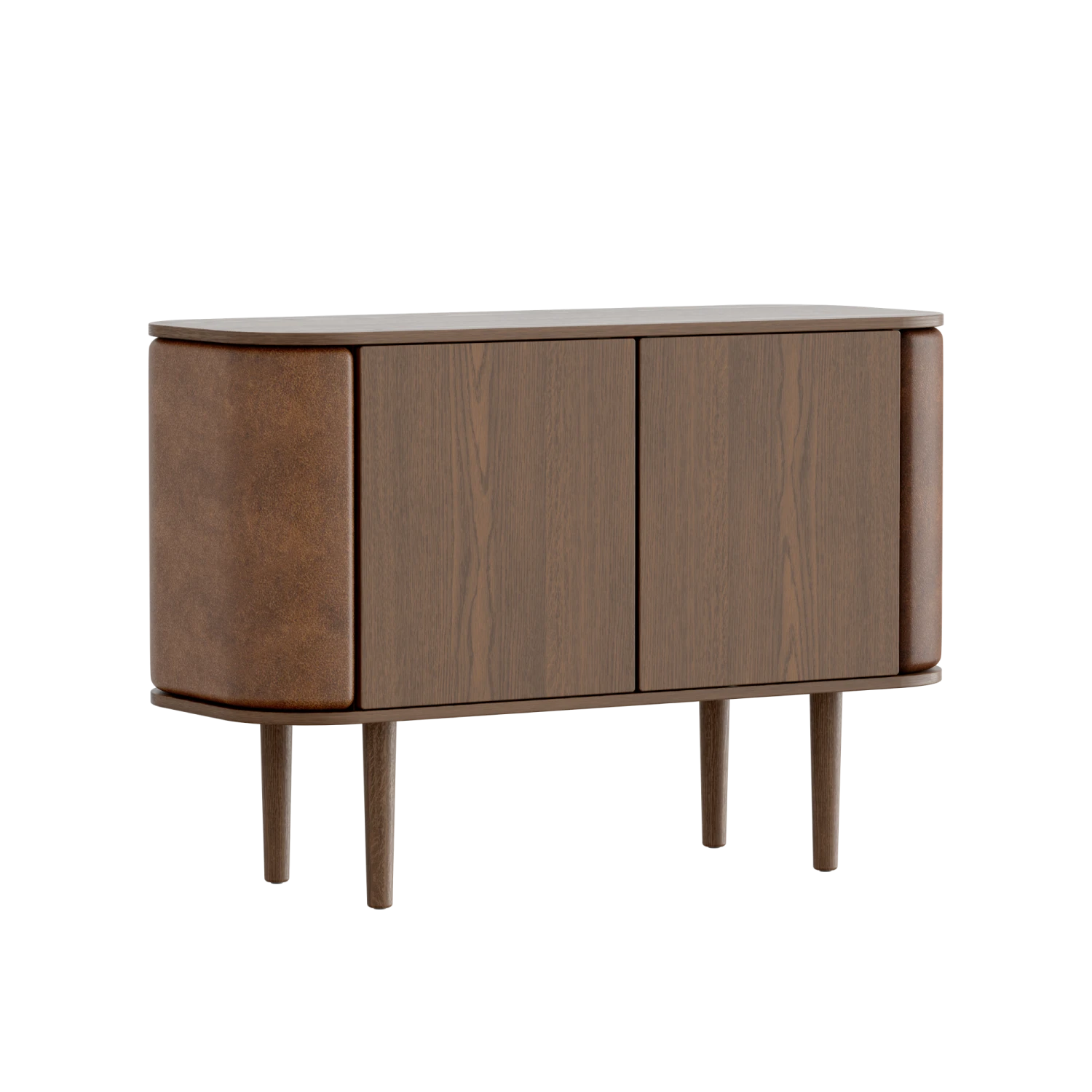 Umage Treasures Cabinet Dark Oak/ Brown Faux Leather 3 Umage Treasures Cabinet Dark Oak/ Brown Faux Leather